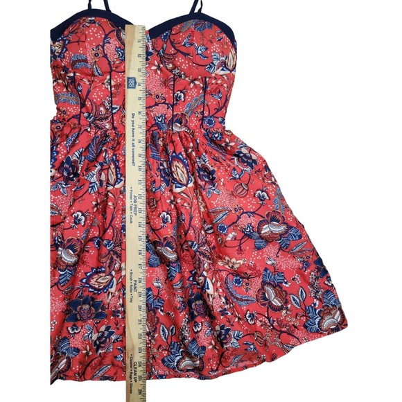 BOG Collective Dress Sz S Small Red Floral with Pockets Lightweight Princess Cut - Picture 7 of 10
